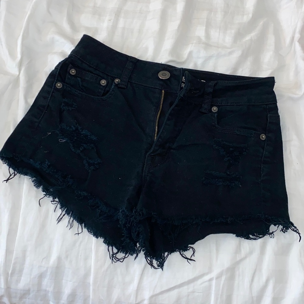 American Eagle black fringe shorts